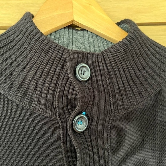 Carbon 2 Cobalt Cotton Mens Pullover Quarter Button Neck Black Multi Weave / Lg - Picture 12 of 14